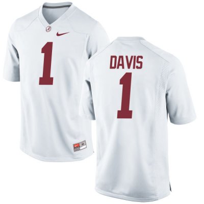 Women's Alabama Crimson Tide #1 Ben Davis White Game NCAA College Football Jersey 2403UKGB7